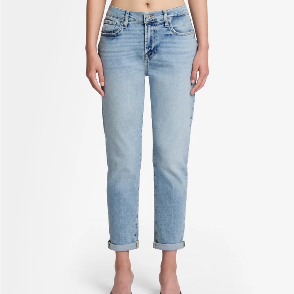 7 For All Mankind Blue Ankle Cropped Jeans Relaxed Fit